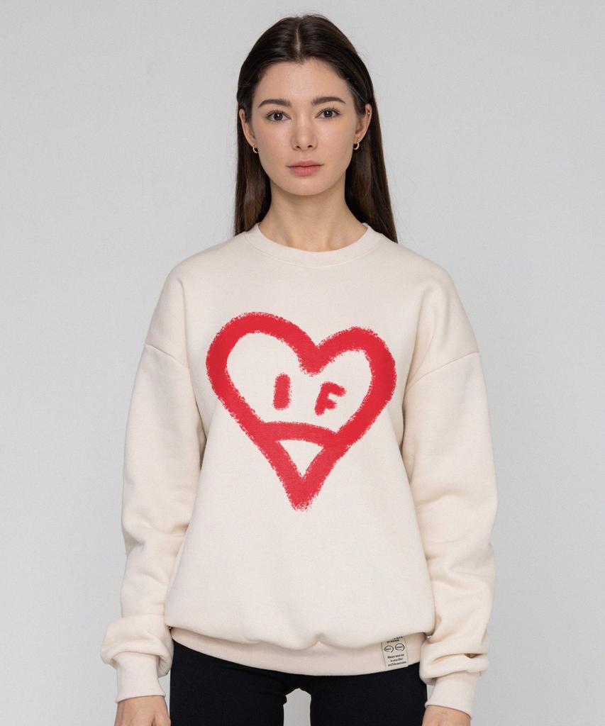 GRAVER [Unisex] Big Heart Smile Spray Sweatshirt_Cream