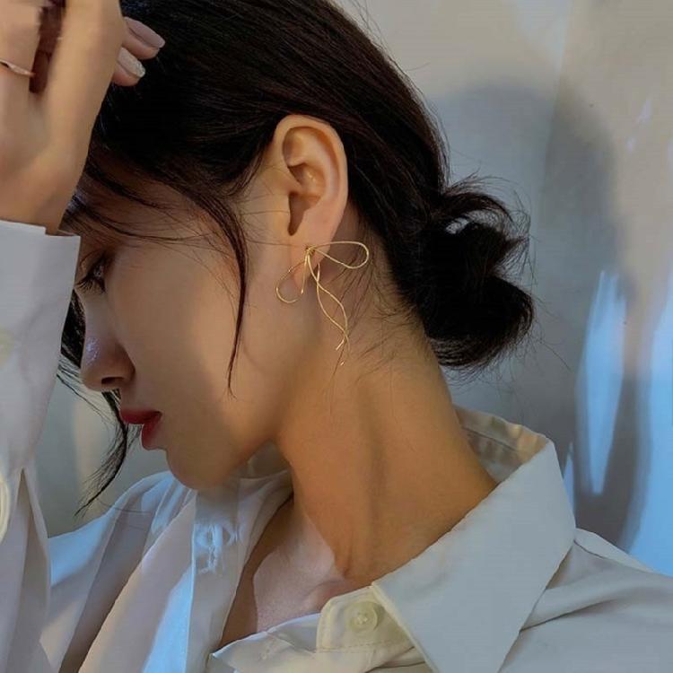 Exaggerated Line Bowknot Earrings for Women Harajuku Long Tassels Drop Earrings