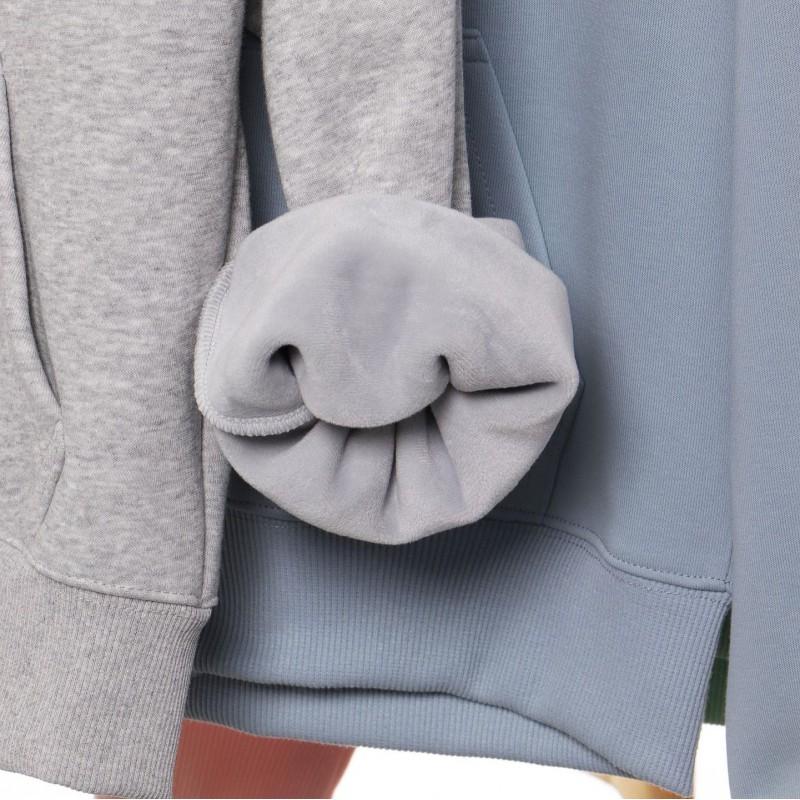 Korean Style Womens Short Hooded Zip-Up Cotton Blend Sweatshirt Loose Fit Winter Casual Top