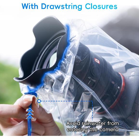 2 Pack Camera Rain Cover Clear Sleeve Protector for Sony A7R V A7 IV A7S III II A6700 A6600 A6500 A6400 A6300 A6100 A6000 A7C Nikon Z8 Z5 Z50 Z30 Z7