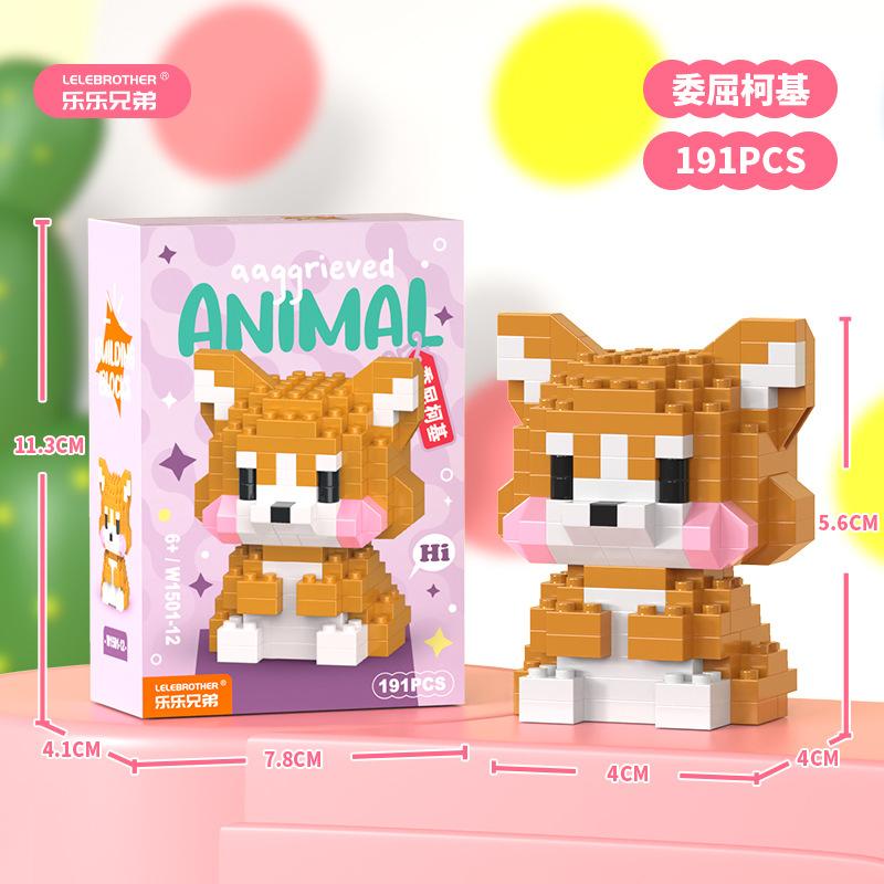 Mit Box Kleintier-Serie Bausteine, niedliche Formen, kreative Schreibtischdekorationen, Puzzlespielzeug Geburtstagsgeschenke für Jungen Mädchen