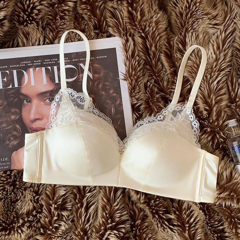 Small breasts gather underwear women's soft and comfortable pure lace bra no steel ring anti-sagging breast bra set