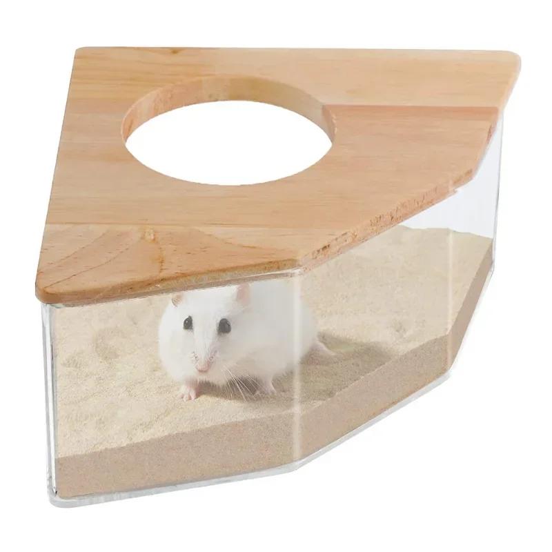 Hamster Bathroom House Sandbox Full Transparent Urine Sand Basin Golden Bear Supplies Sand Bath Container Hamster Bathroom
