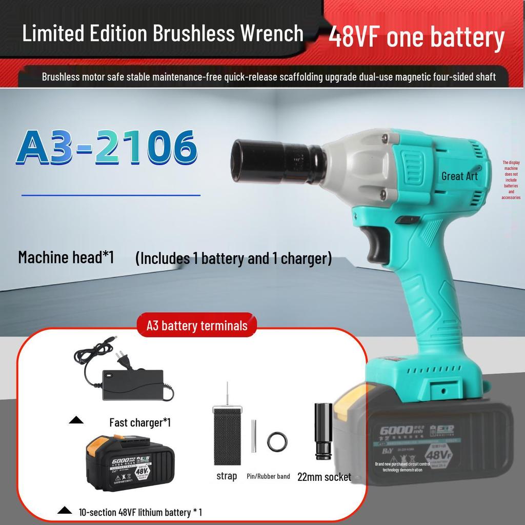High Torque Rechargeable Electric Impact Wrench 2106 with Lithium Battery for Auto Repair & Woodworking