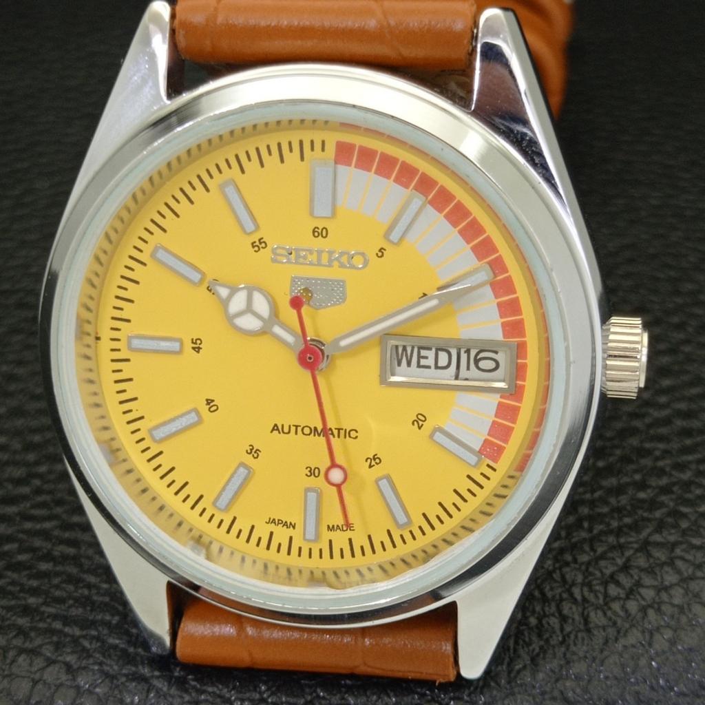 AUTOMATIC VINTAGE REFURBISHED SEIKO 5 6309A JAPAN MENS YELLOW WATCH A440864-4 Sk-a440864