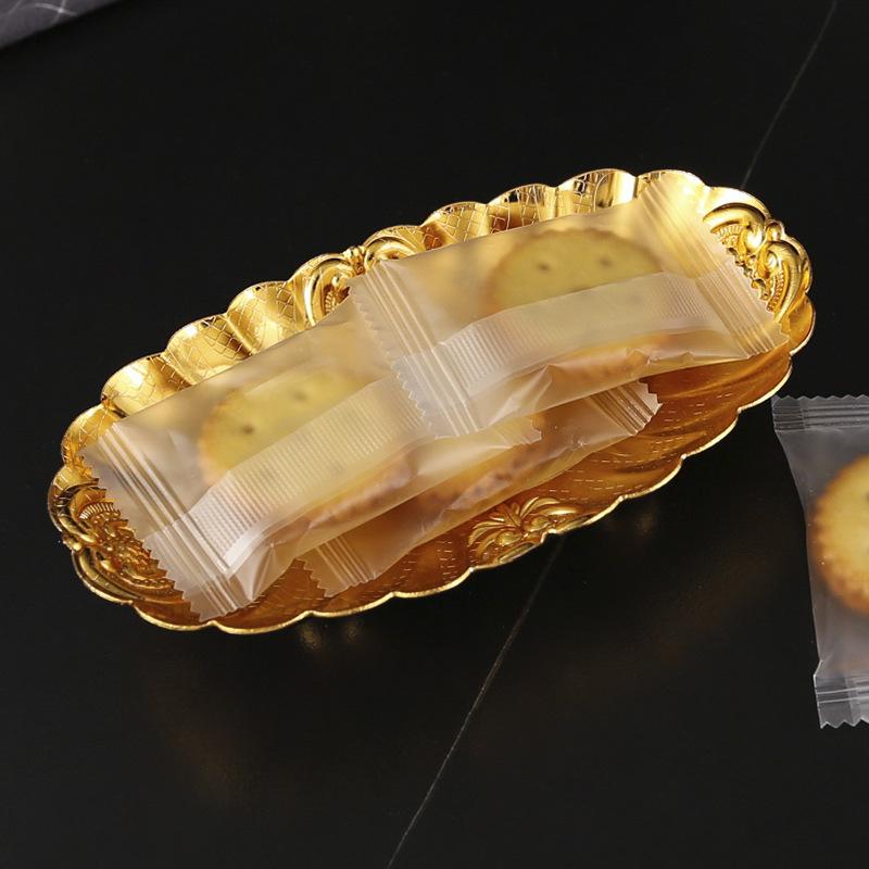 Metal Oval Egg Lace Fruit Plate Hotel Buffet Plate Food Display Plate Cold Meal Pastry Plate