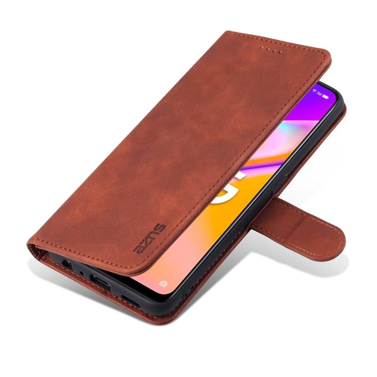 Für OPPO A94 5G / A95 5G / Reno5Z 5G / F19 Pro+ AZNS Hautgefühl Kalbsleder Textur Horizontal Klappbare Ledertasche mit Kartenfächern & Halter & Geldbörse