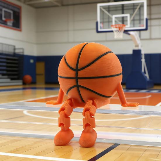 Sports Ball Figure Desk Decor with Articulating Legs 3D Printed Sitting