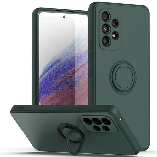 

Магнитные чехлы-держатели с кольцами для Samsung Galaxy A53 5g A52s A54 A51 A12 A71 A50 A32 4g A13 A52 A34 A14 A33, жидкий силиконовый чехол A52-A52s 5G темно-зеленого