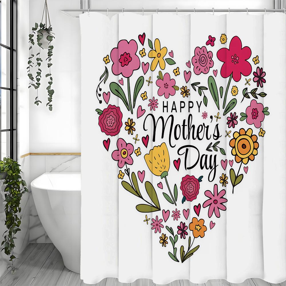 

С Днем матери Прекрасная цветочная шторка для душа, Декоративная шторка для ванной, Водонепроницаемая шторка для душа с крючками 90*180cm