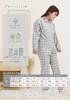 Kaituck Family Women's Flannel Shirt Pajamas, Long Sleeve, Check Pattern, Spring/Autumn (Size L, Gray)