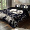 3-piece Halloween themed skeleton and pumpkin patterned duvet cover set, 1 duvet cover+2 pillowcases, coreless