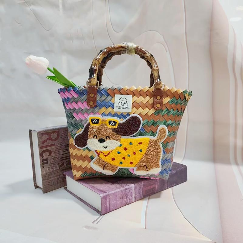 

Плетеная сумка-корзина, сумка на плечо, ручная сумка, милая мультяшная ротанговая сумка