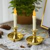 Taper Candle Holder Metal Golden Vintage Candlestick Holder with Handle for Party Wedding Decor Single Golden Candle