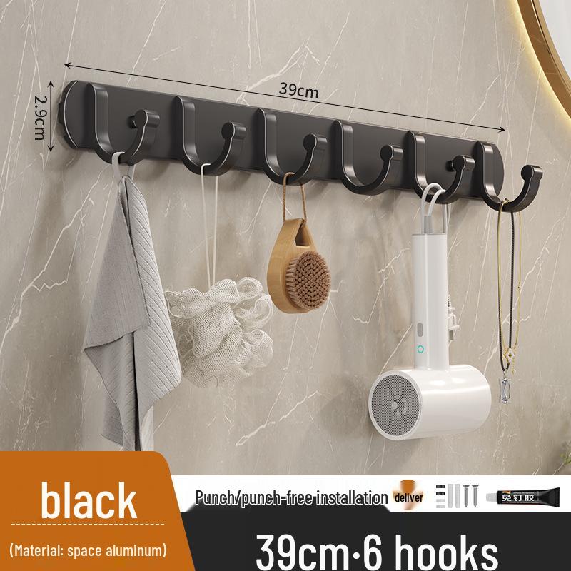 Porte-manteau mural en aluminium et étagère organisatrice avec crochets