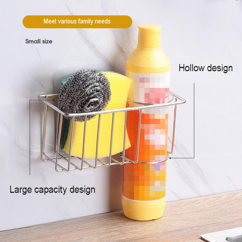 Kitchen Sink Drain Rack Organizer Stainless Steel Self-draining Sink Shelf Soap Sponge Holder Dishcloth Towel Rack Filter Basket