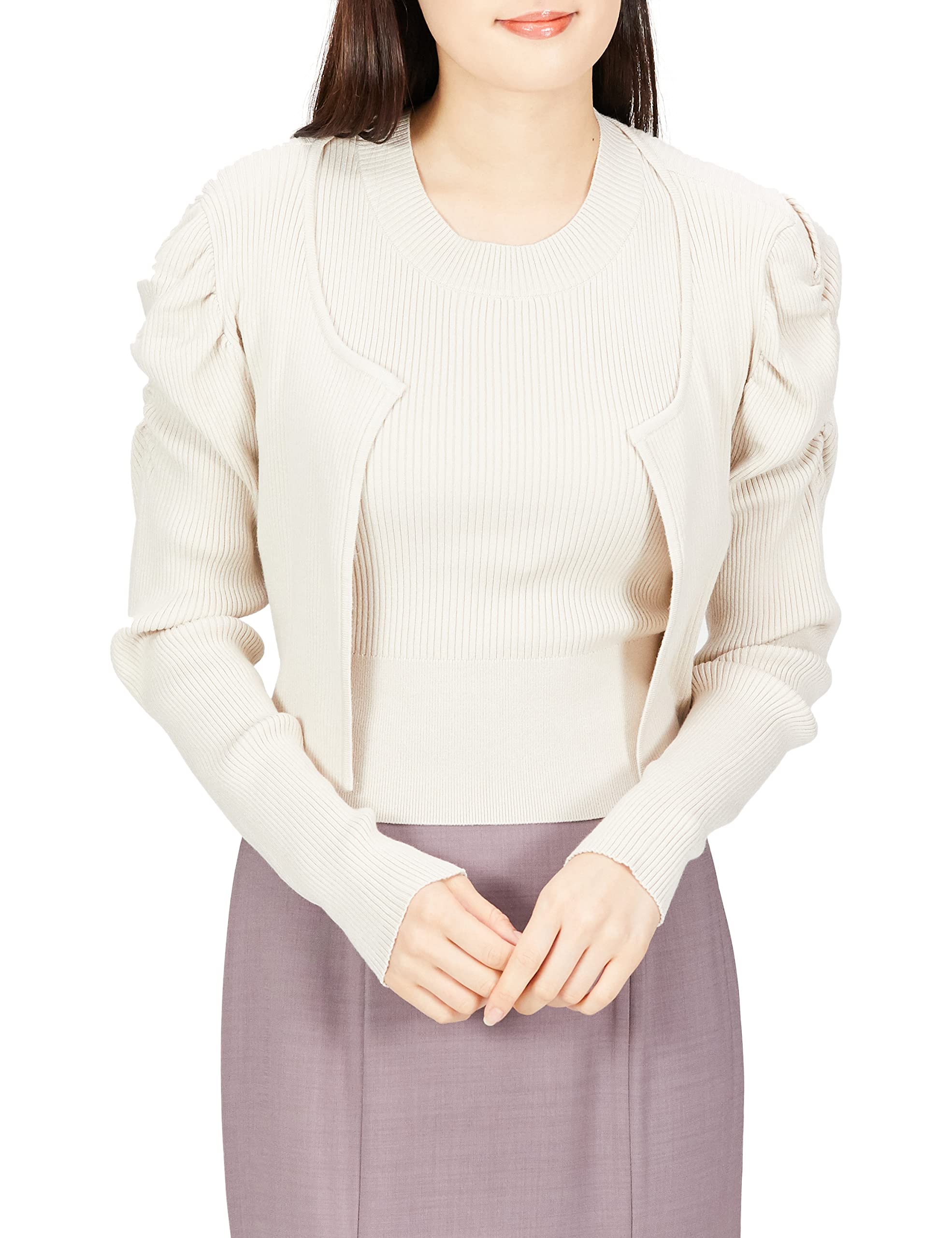 

Женский кардиган Jill by Jill Stuart с многослойным воротником-стойкой, рубчик, экрю, FR