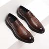 Men's Brown Formal Business Leather Shoes: Height-Increasing, Lace-Up, Genuine Leather, British Casual, Ideal for Grooms and Weddings