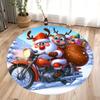 Christmas Santa Claus Round Carpet Living Room Bedroom Mat Festive Atmosphere Decorated Christmas Tree Home Rug Decoration