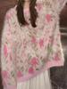 Peach Branch Tender Wool Sweater: Royal Plush Jacquard Embroidered Loose Pullover Base Layer, Heavy-Duty and Thick