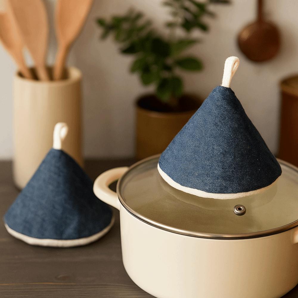 2PCS Cotton Mini Pot Hat Microwave Safe Pot Handle Gloves Anti-Scalding Pot Hat  Microwave Cooking