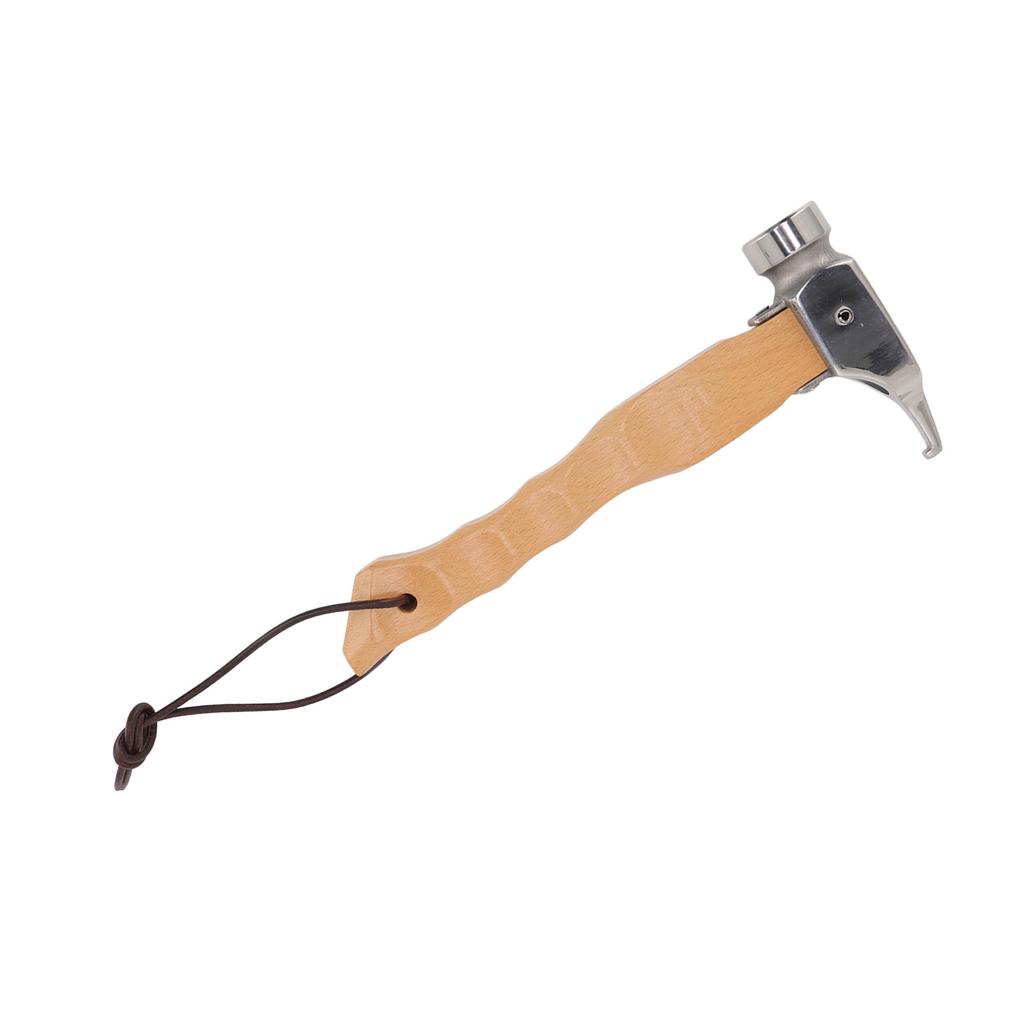 Ciocan de camping mini mâner din lemn cap gaură design ciocan multifuncțional portabil cu șnur