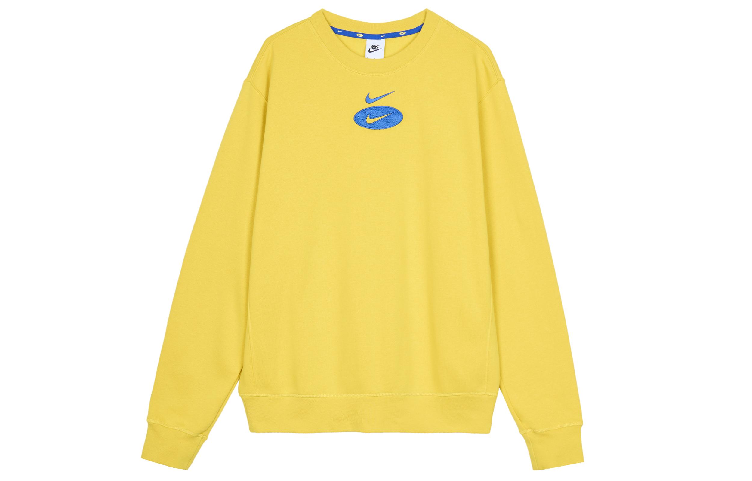 Nike As M Nsw Sl Bb Crew Logo Casual Sports Fleece Lined Crew Neck Long Sleeved Sweatshirt Men s Bright Sulfur Yellow DM5461-709 L