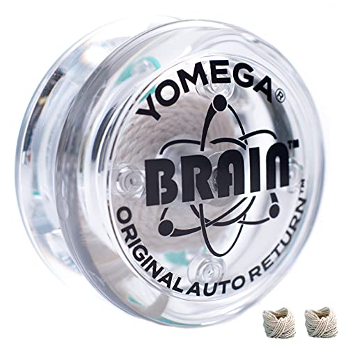 Yomega Original Brain - Professional Yo-Yo for Kids and Beginners, Auto-Return System with 2 Extra Strings (Clear)