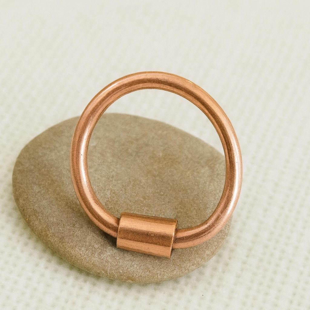 Handcrafted Pure Copper Tube Slider Ring, Simple Minimalist Smooth Design, Healing Jewelry