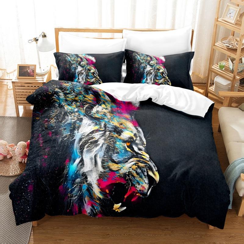 3D Digital Printing Kit Home Textile Quilt Cover Bed Sheet Bedding Three-Piece Set