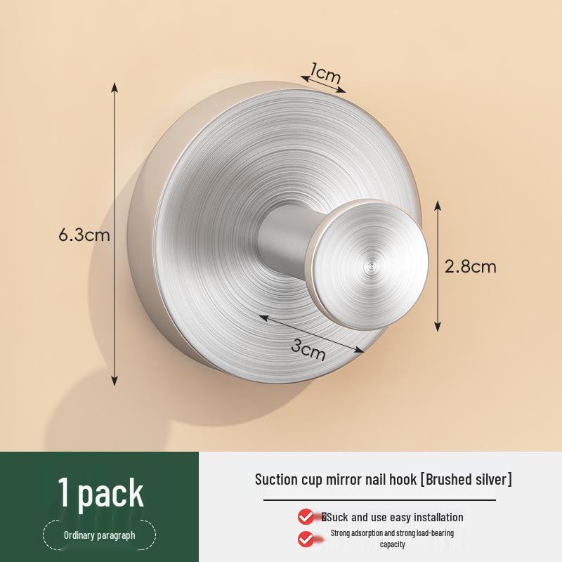 Stainless Steel No-Drill Suction Cup Hook for Kitchen & Bathroom Towels and Clothes