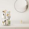 Rotating Makeup Organizer, Adjustable Layers Spinning Skincare Organizer, Cosmetic Display Case with Brush Holder Perfume Tray
