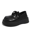 Retro British style lace-up single shoes loafers 2025 black platform small leather shoes women's muffin versatile spring new models