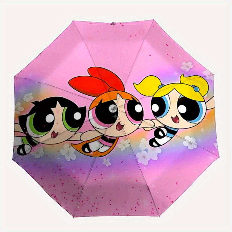 

1pc Powerpuff Girls Automatic Umbrella - 8-Rib Foldable Design, Outdoor Adventures, Durable Canopy Material yy250827178