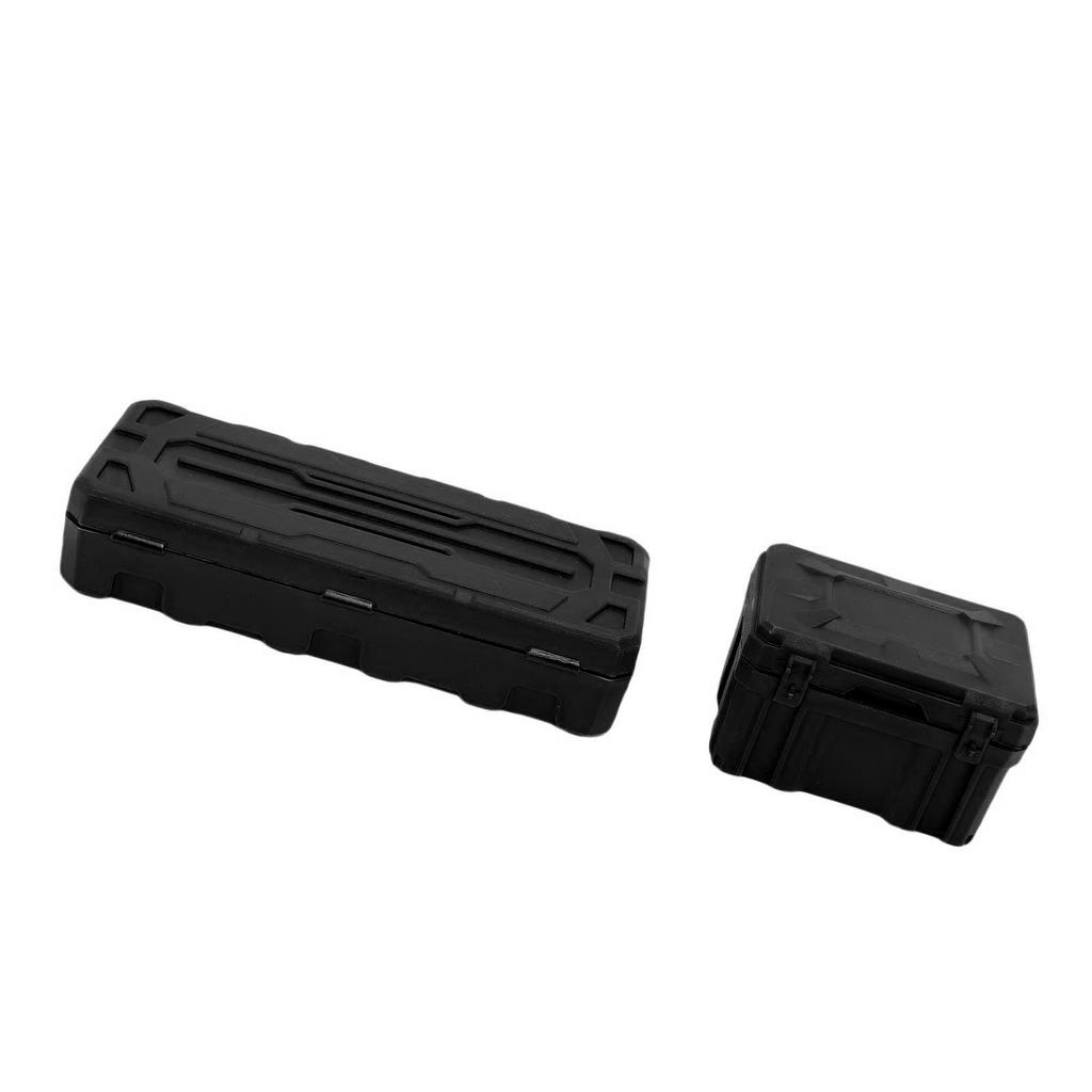 RC Car Luggage Case and Tool Box Set High Simulation RC Storage Box with Sticker for Decoration Black