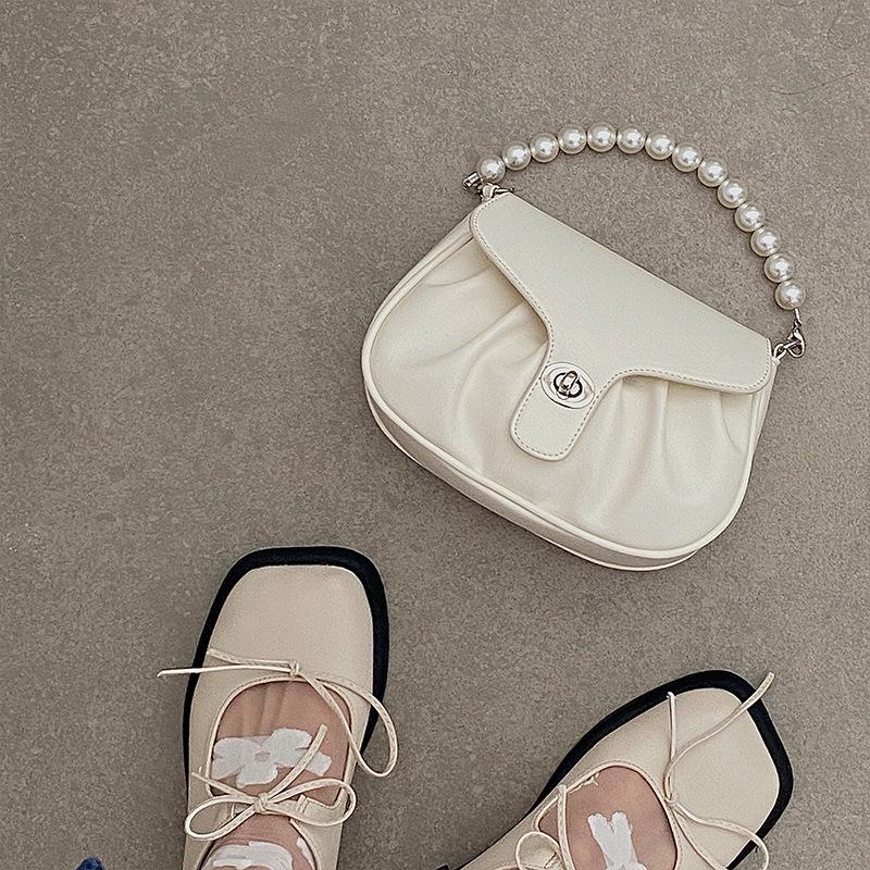 Pearl Pleated Chain Bag - Women's Niche Design Crossbody Handbag & Evening Clutch