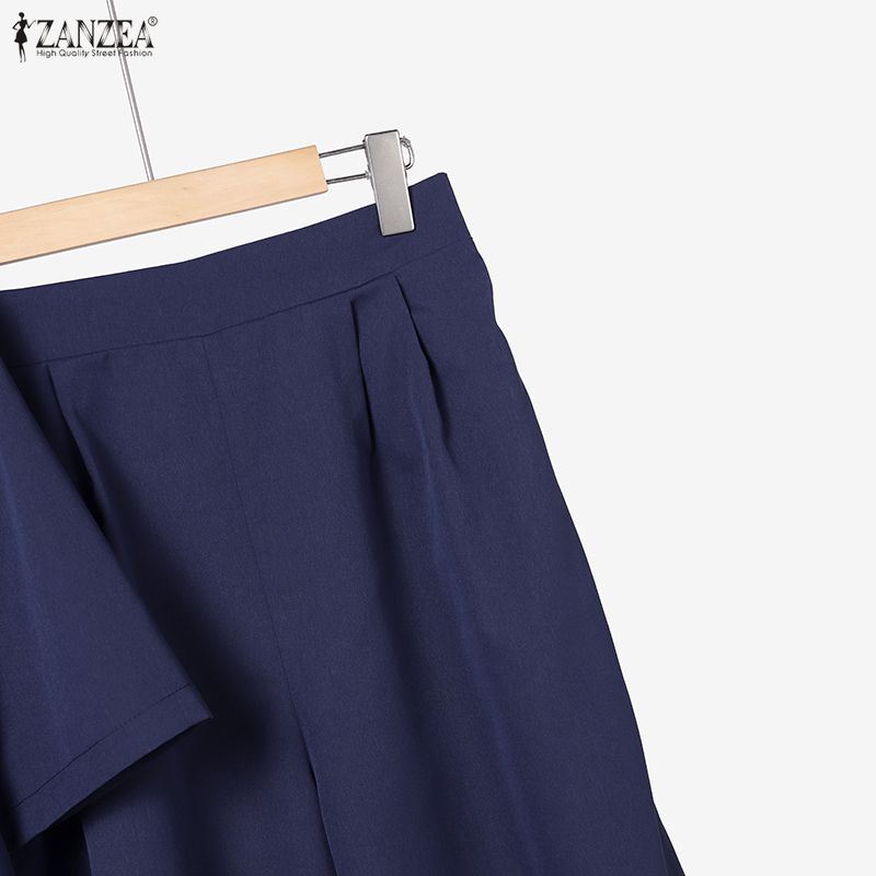 ZANZEA Women Short Sleeve Blouse and Pants Casual Two Piece Suit Sets