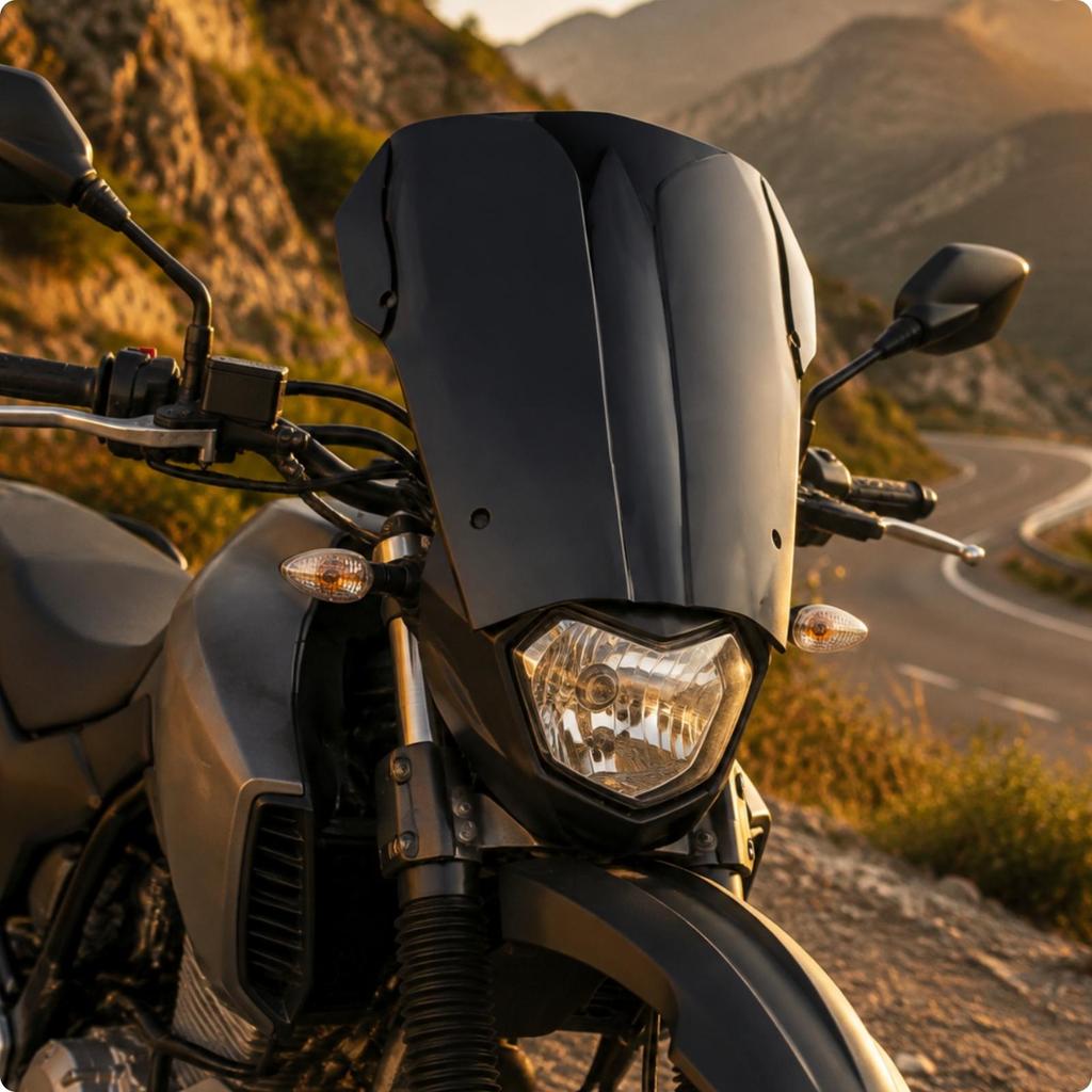 Motorcycle Windshield PreDrilled Windscreen Curved Black Acrylic for Everyday