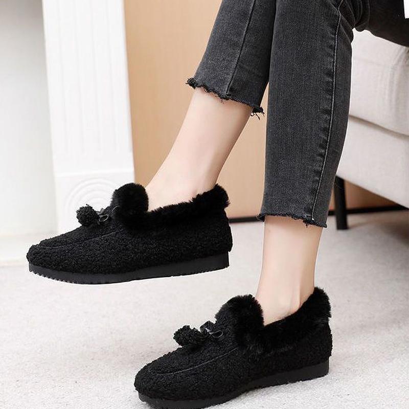 Winter Warm Womens Flat Shoes Indoor Cotton Slippers with Thick Sole Anti-Slip Warm Footwear Soft Bottom Plush Postpartum Shoes