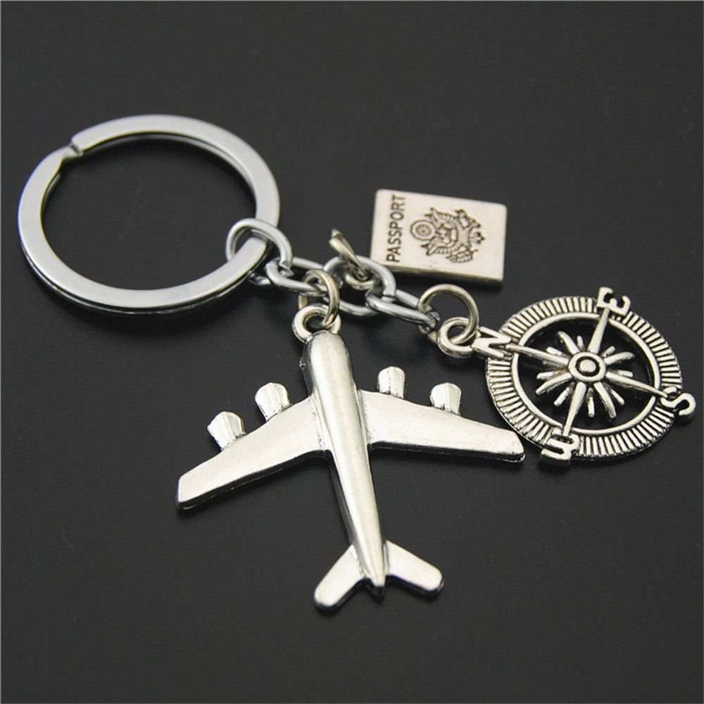 Metal No Matter Where Earth Airplane Keychains Travel Keyring Key Ring No Matter Where Pendant
