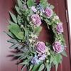 Artificial Flower with Leaf Realistic Purpler Rose Wreath Decoration for Door Window Hallway Farmhouses Wedding Wreath