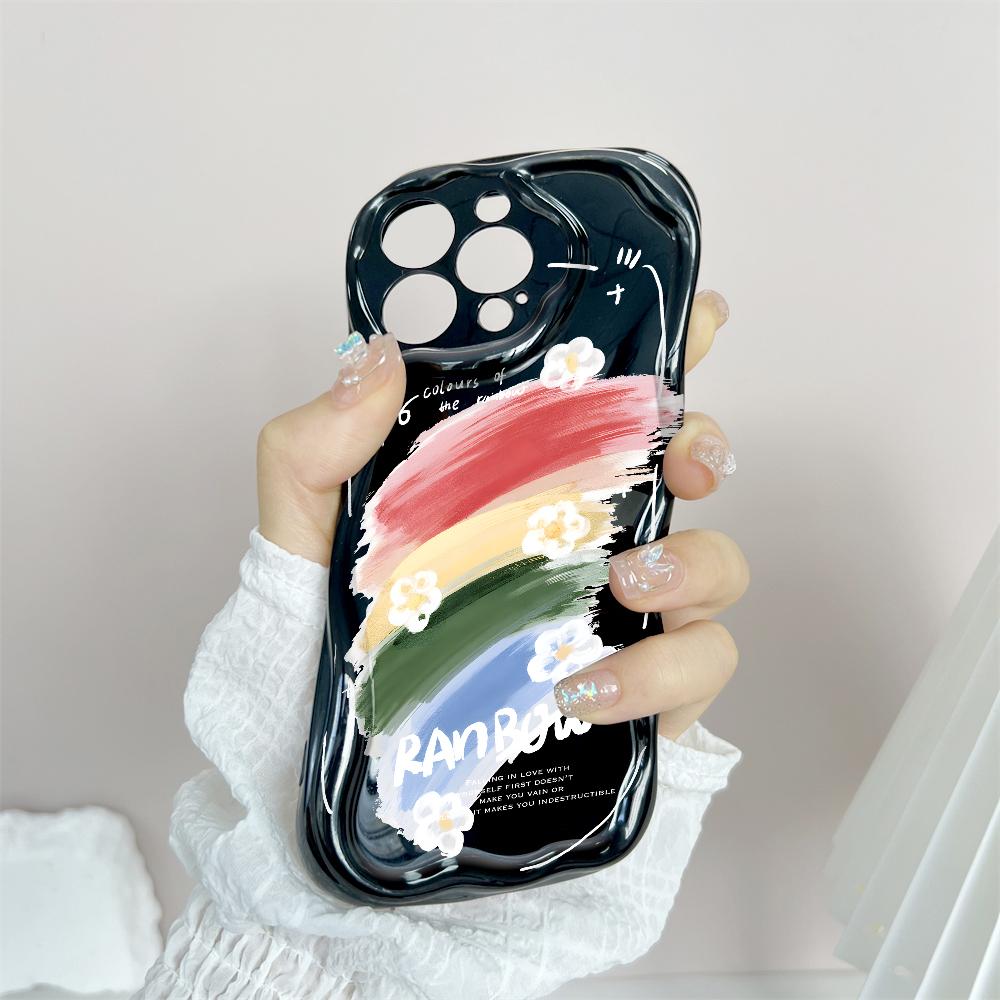 Cartoon Pattern Cream Texture Casing Wavy Edge Soft Silicone Cover Phone Case for IPhone Samsung Huawei Honor Xiaomi Redmi Infinix Tecno