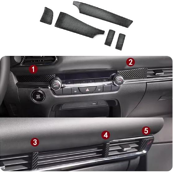 Car Accessories Fit for Mazda CX-30 CX30 2020 2021 2022 2023 2024 2025 Interior Front Center Console Air Vents Outlet Cover Trim Frame (Carbon Fiber