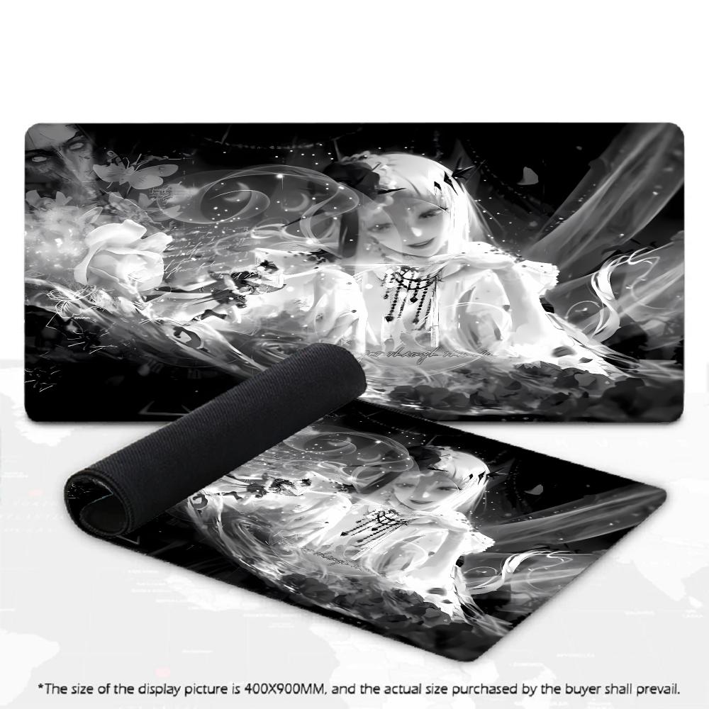 XXL Large Desk Mat Dark Anime Female Raven Floral Butterfly Mousepad Non-Slip Rubber Keyboard Mat Art Gaming Office Desk Pad
