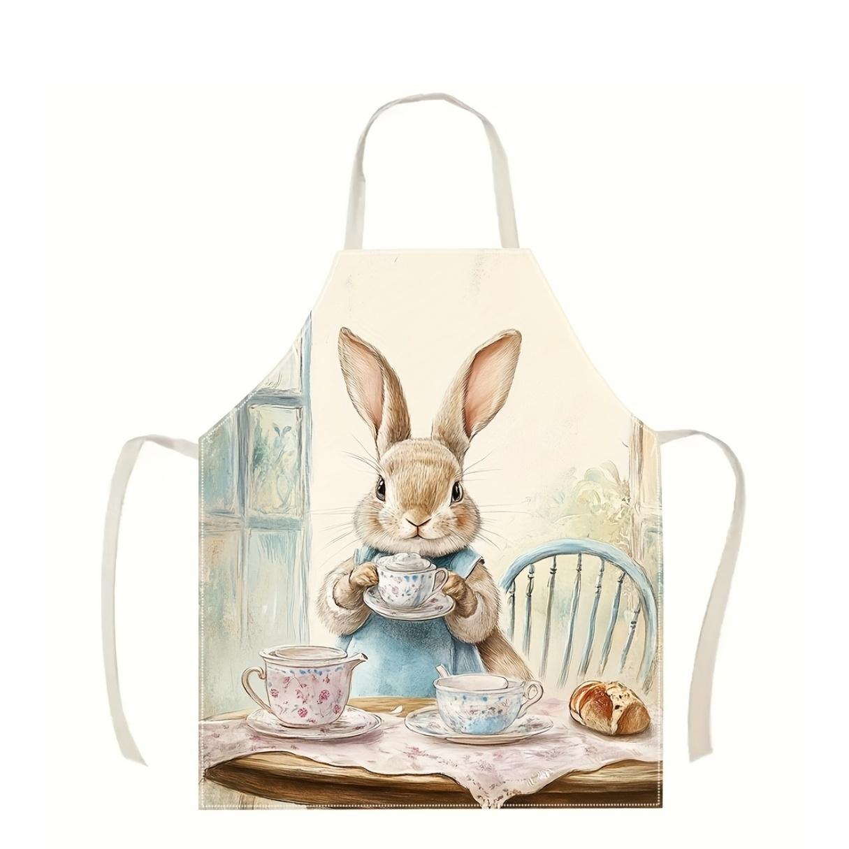 

Charming Bunny Tea Party Apron in Various Sizes, Perfect for Kitchen Cooking and Baking, Ideal Gift for Animal Lovers 38X47cm