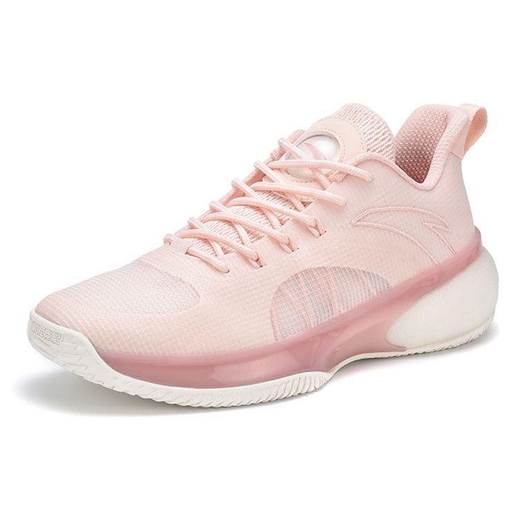 Anta Cement Nemesis Lightweight Air Bubble Series Protiskluzové tlumení nárazů Nízká basketbalová obuv Pánské tenisky Bílá Růžová 112121606S-5