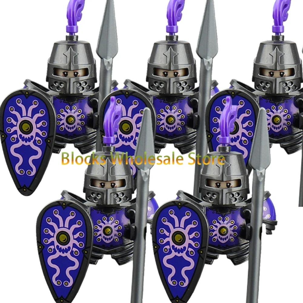 Figuras de Soldados de Castelo Militar Medieval Blocos de Construção Roma Cavaleiro Leão Arma Guerreiro Espada Infantaria Capacete Modelo Tijolos Brinquedos