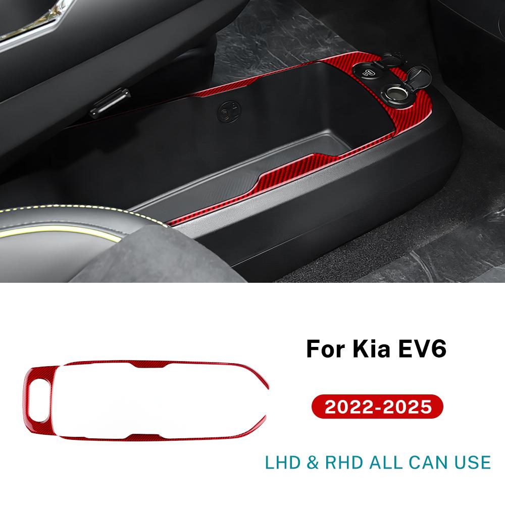 Echter Weicher Kohlefaser-Aufkleber Für Kia EV6 GT EV 2022 2023 2024 2025 LHD RHD Auto Untere Konsolen-Dekorrahmen Innenverkleidung