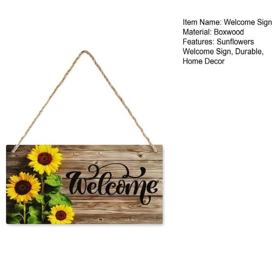 Wooden Welcome Sign, Sunflowers Decor, Waterproof And Durable Hanging Welcome Sign, for Home Indoor Outdoor Entrance Walls And Garden