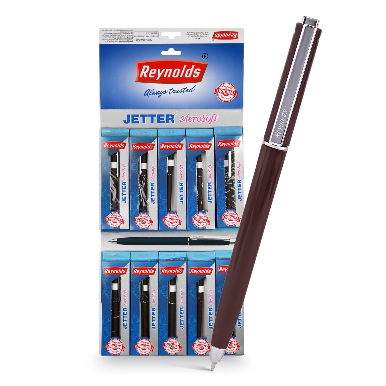 

Reynolds Jetter Aerosoft Ball Pen Set 10 Blue Ink 0.7 mm Tip Smooth Writing Pens For Office School And Professionals
